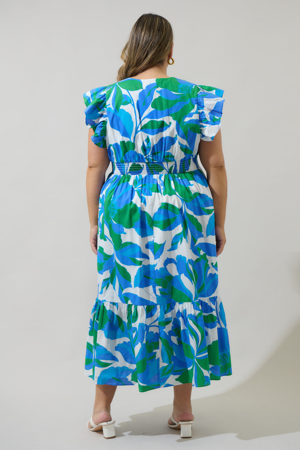Pansie Floral Alara Ruffle Midi Dress Curve