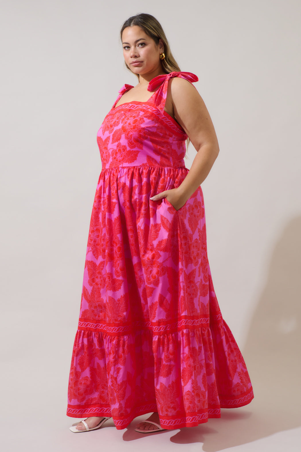 Rency Floral Pime Smocked Maxi Dress Curve