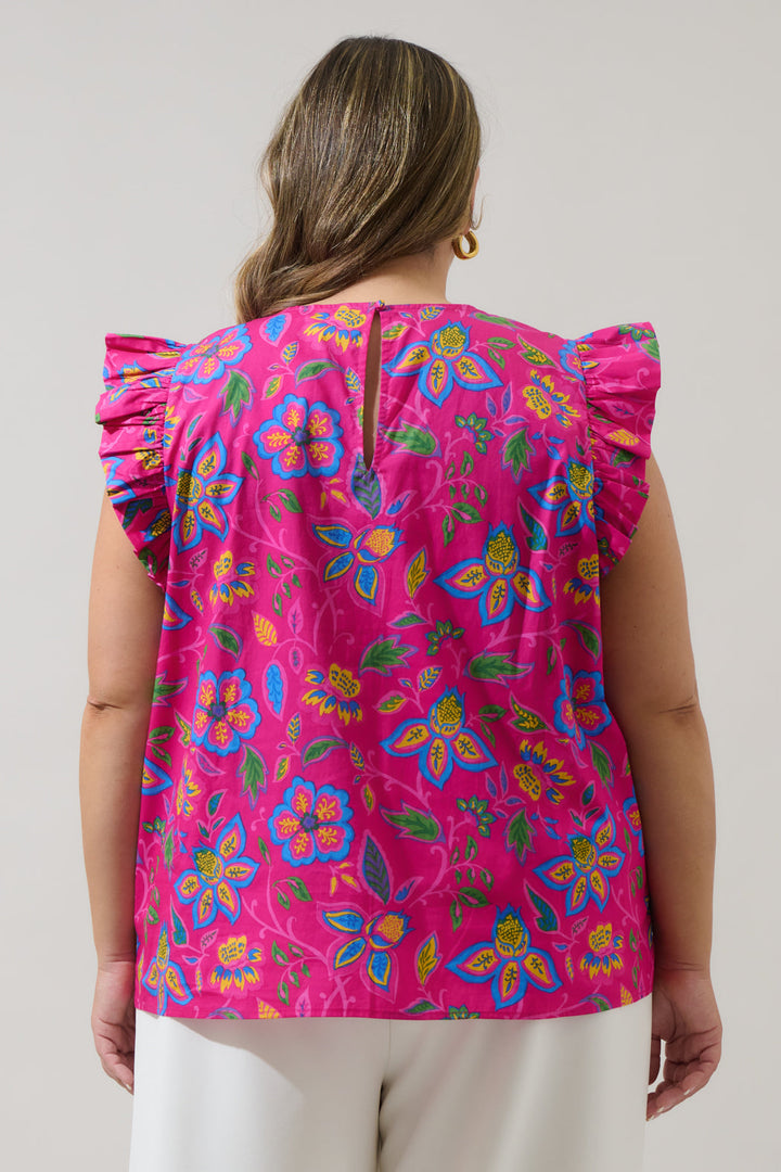 Signy Floral Tisha Smocked Ruffle Top Curve