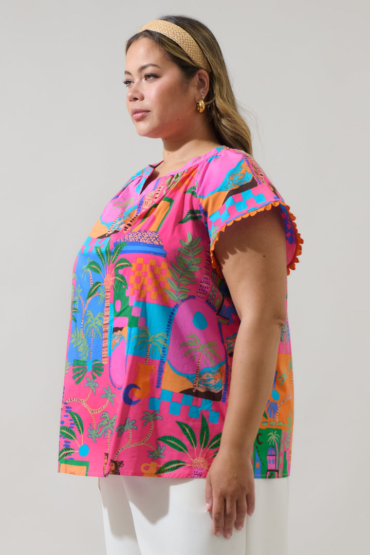 Lanus City Ayla Split Neck Top Curve