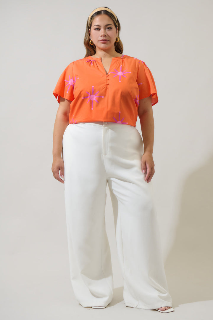 Karani Starburst Xoey Split Neck Top Curve