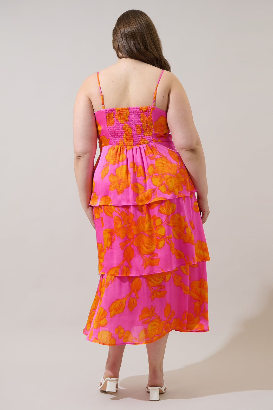 Pacey Floral Yanni Ruffle Tiered Midi Dress Curve