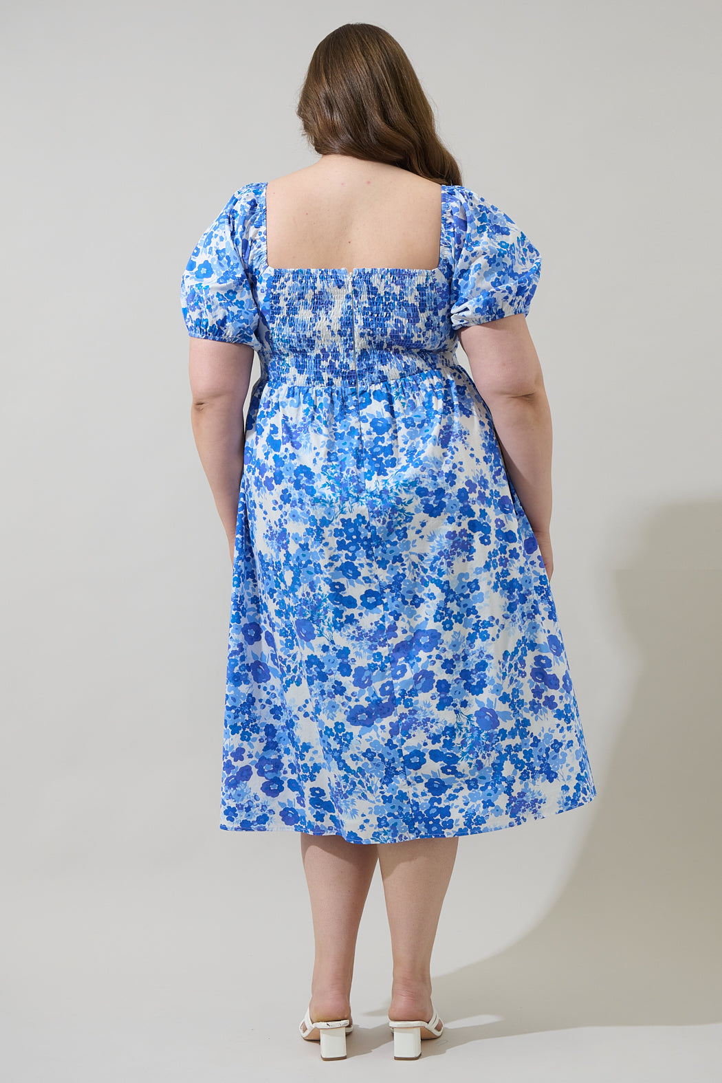 Carli Floral Alessi Puff Sleeve Midi Dress Curve