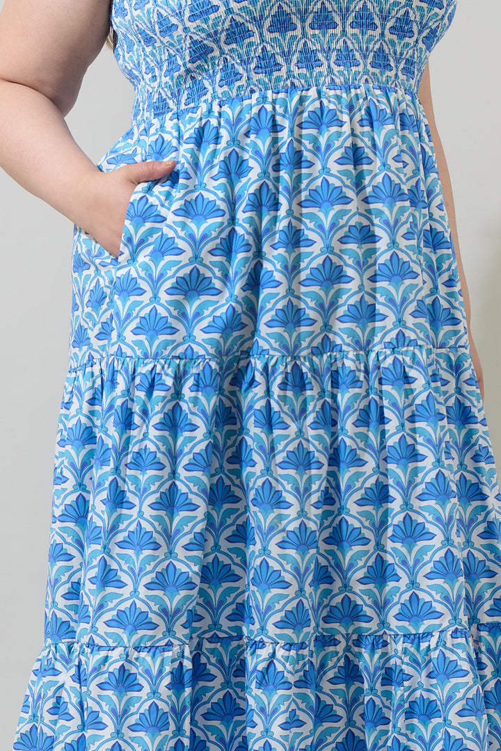 Elyse Geo Sunfire Tiered Midi Dress Curve