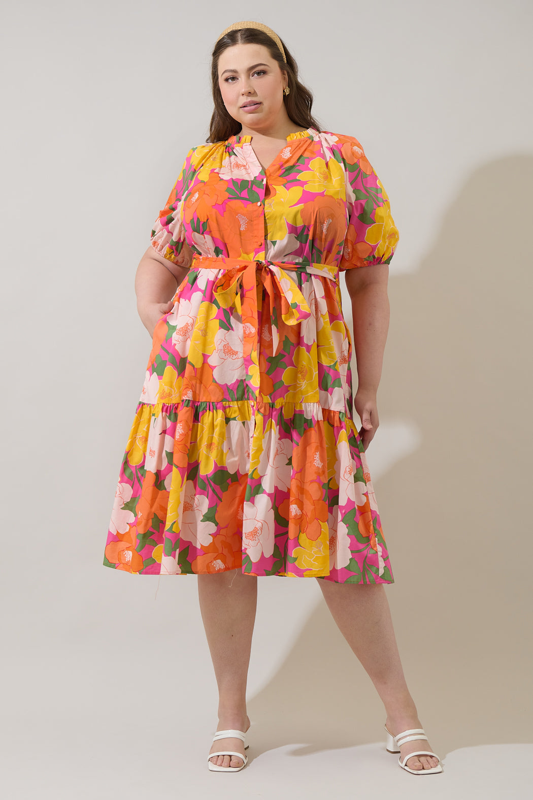 Wynette Tiered Midi Dress Milley Floral Curve