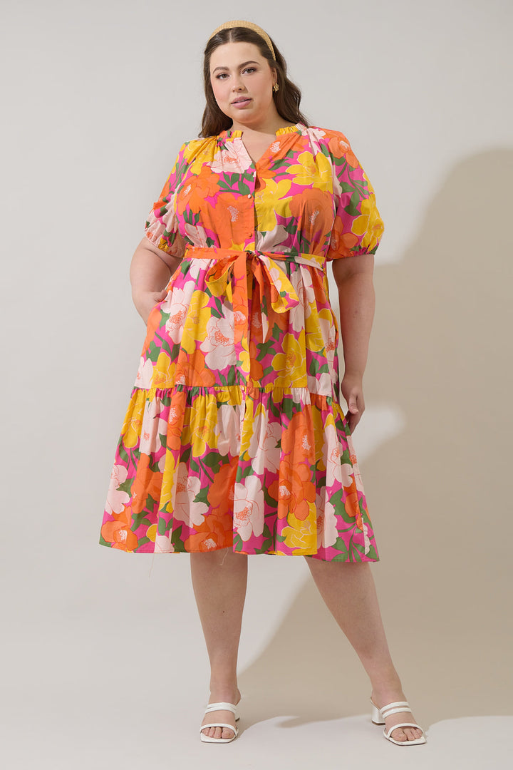 Wynette Tiered Midi Dress Milley Floral Curve