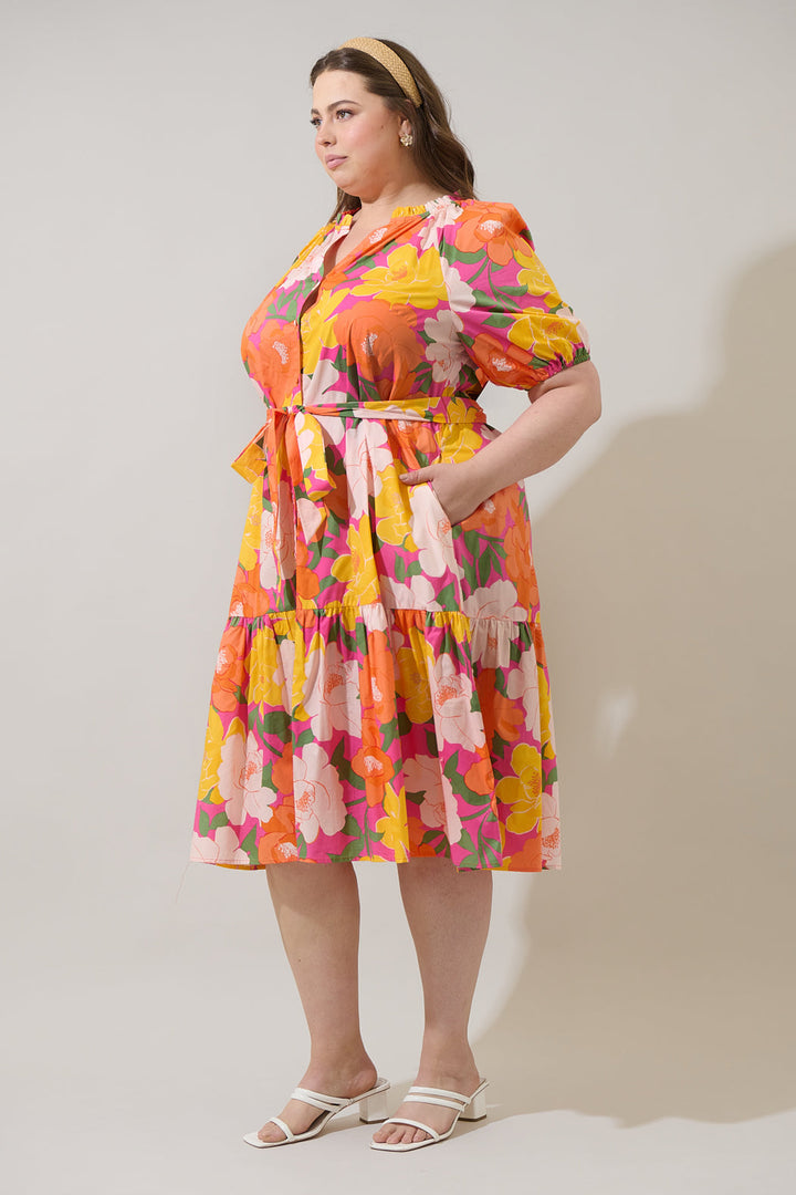 Wynette Tiered Midi Dress Milley Floral Curve