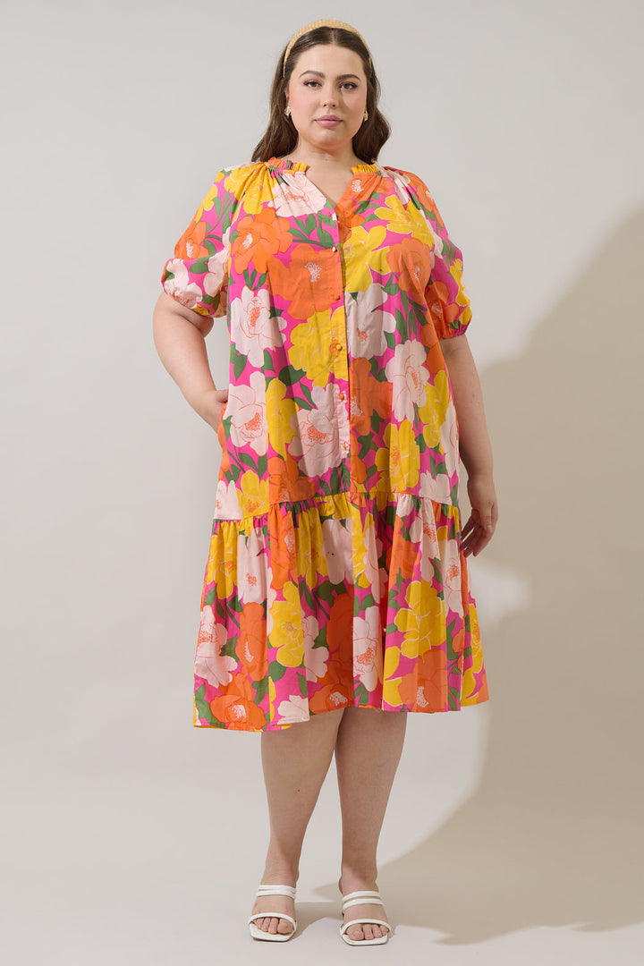 Wynette Tiered Midi Dress Milley Floral Curve