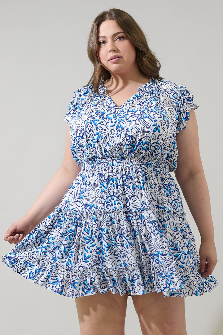 Mize Floral Toledo Tiered Mini Dress Curve