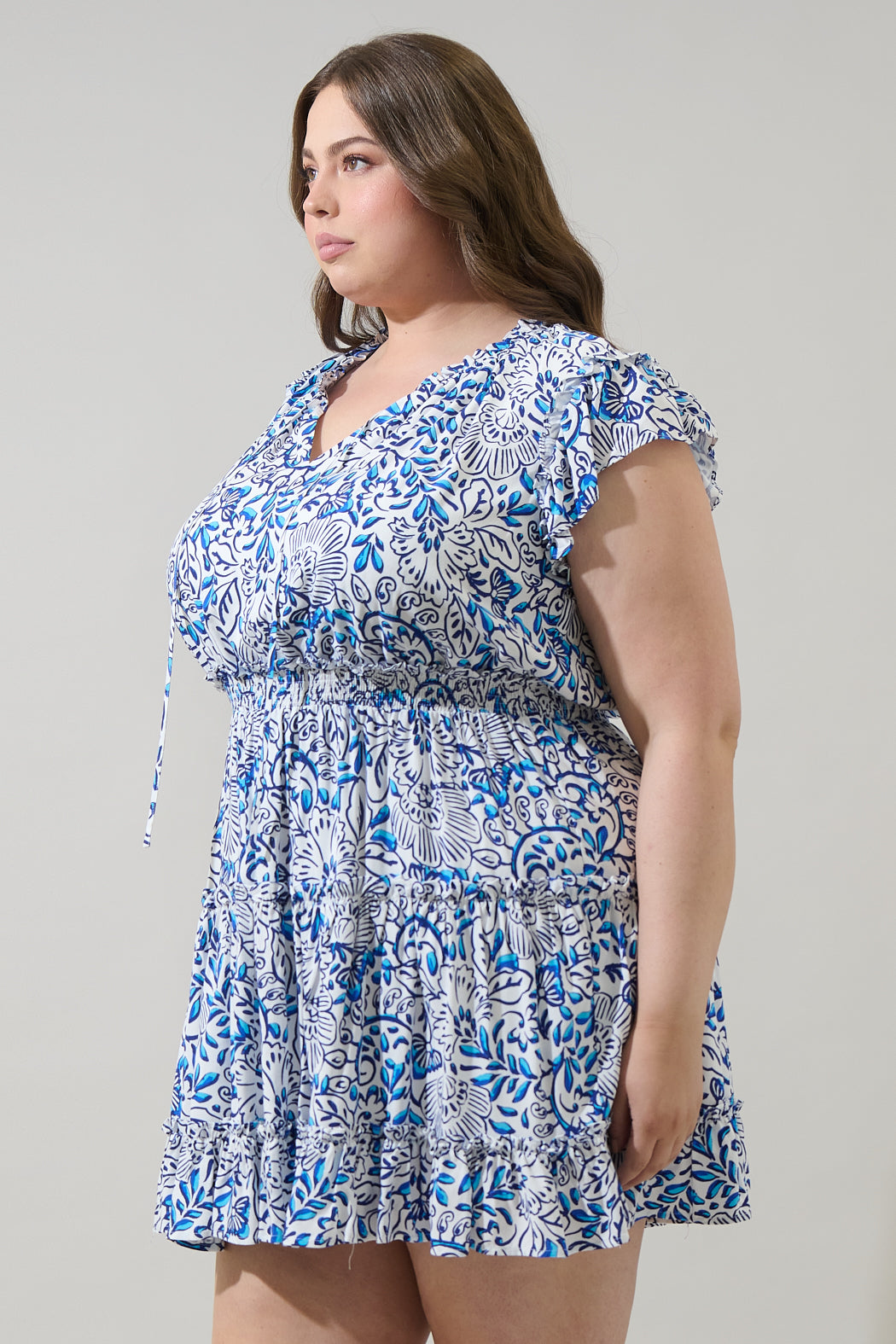 Mize Floral Toledo Tiered Mini Dress Curve