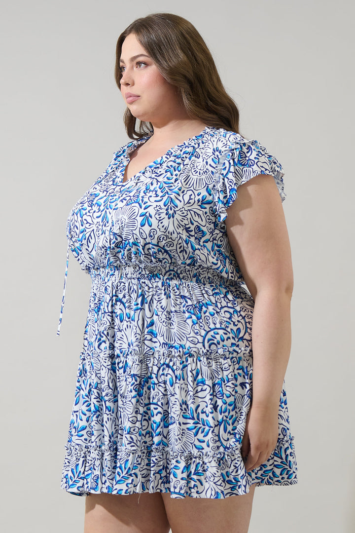 Mize Floral Toledo Tiered Mini Dress Curve