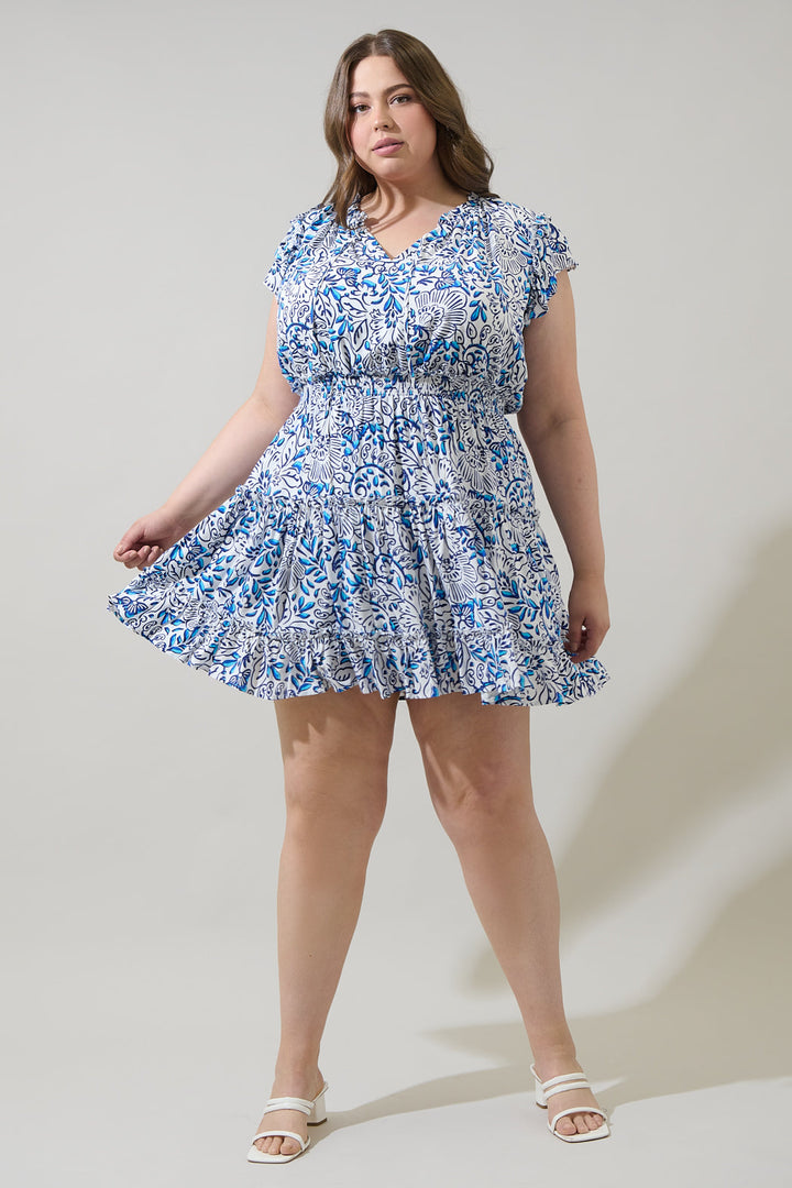 Mize Floral Toledo Tiered Mini Dress Curve