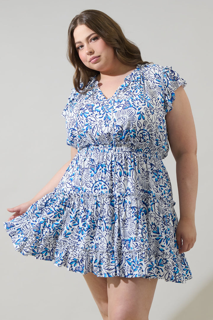 Mize Floral Toledo Tiered Mini Dress Curve