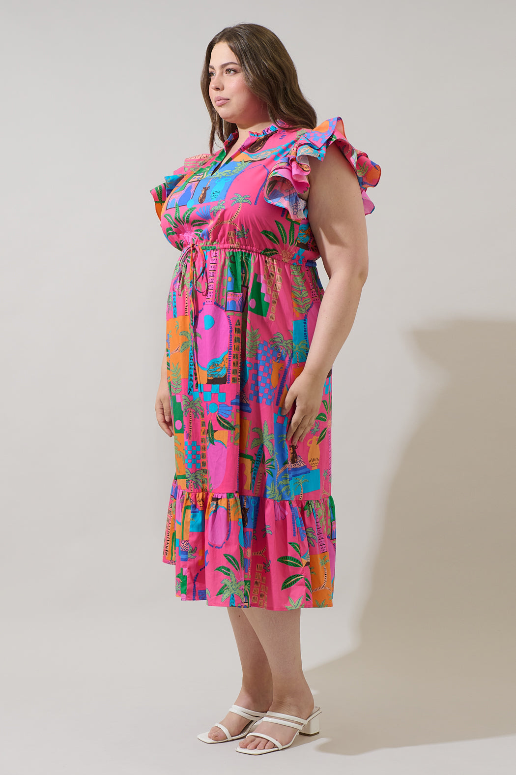 Lanus City Dillan Midi Ruffle Dress Curve