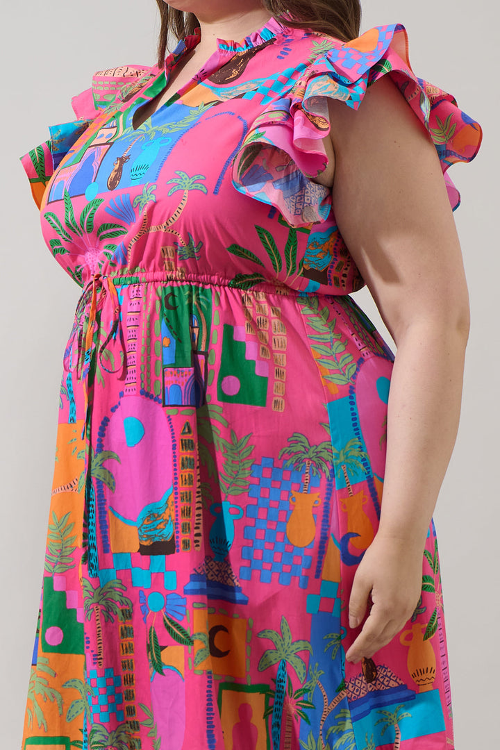 Lanus City Dillan Midi Ruffle Dress Curve