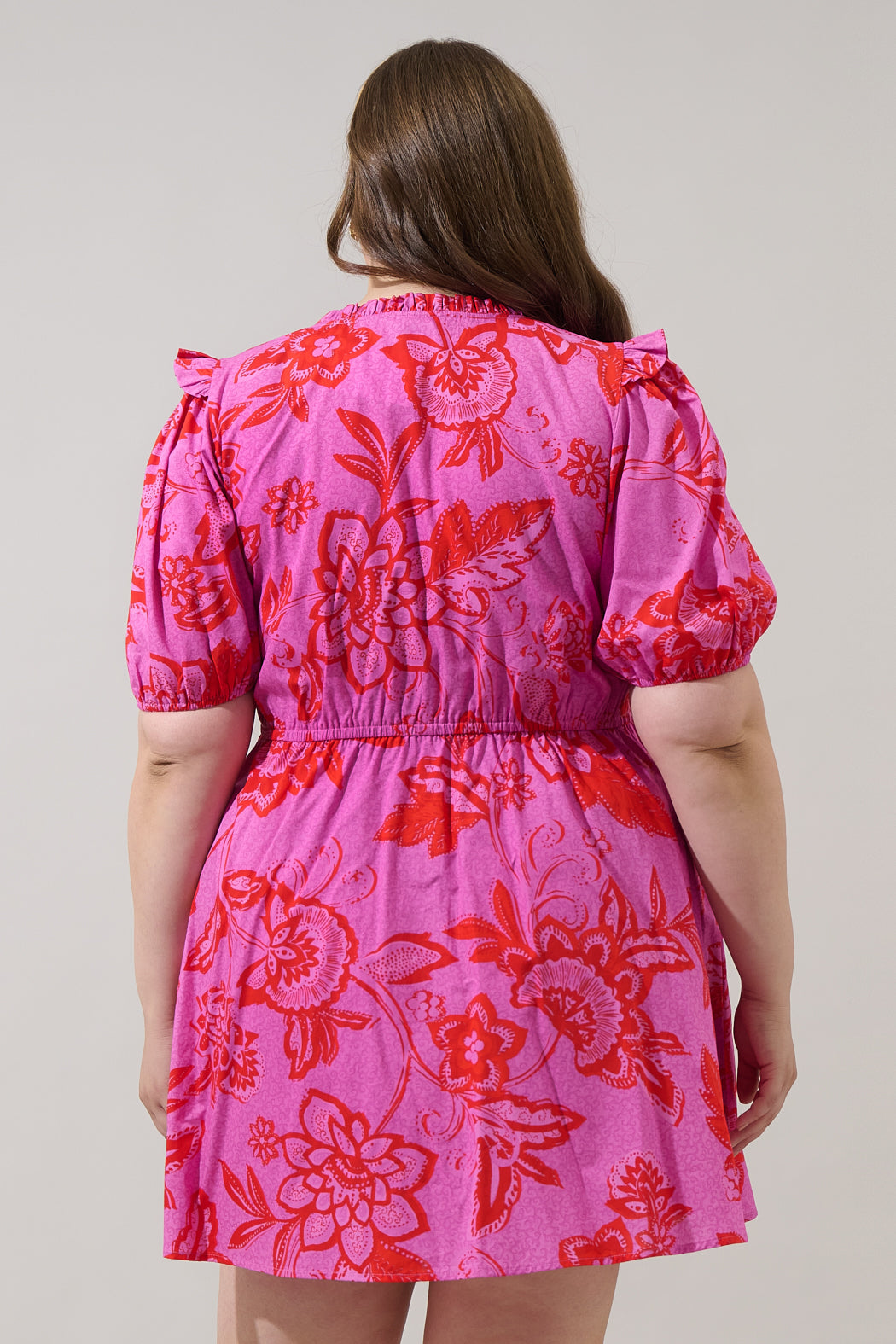 Weirly Floral  Poplin Mini Dress Curve