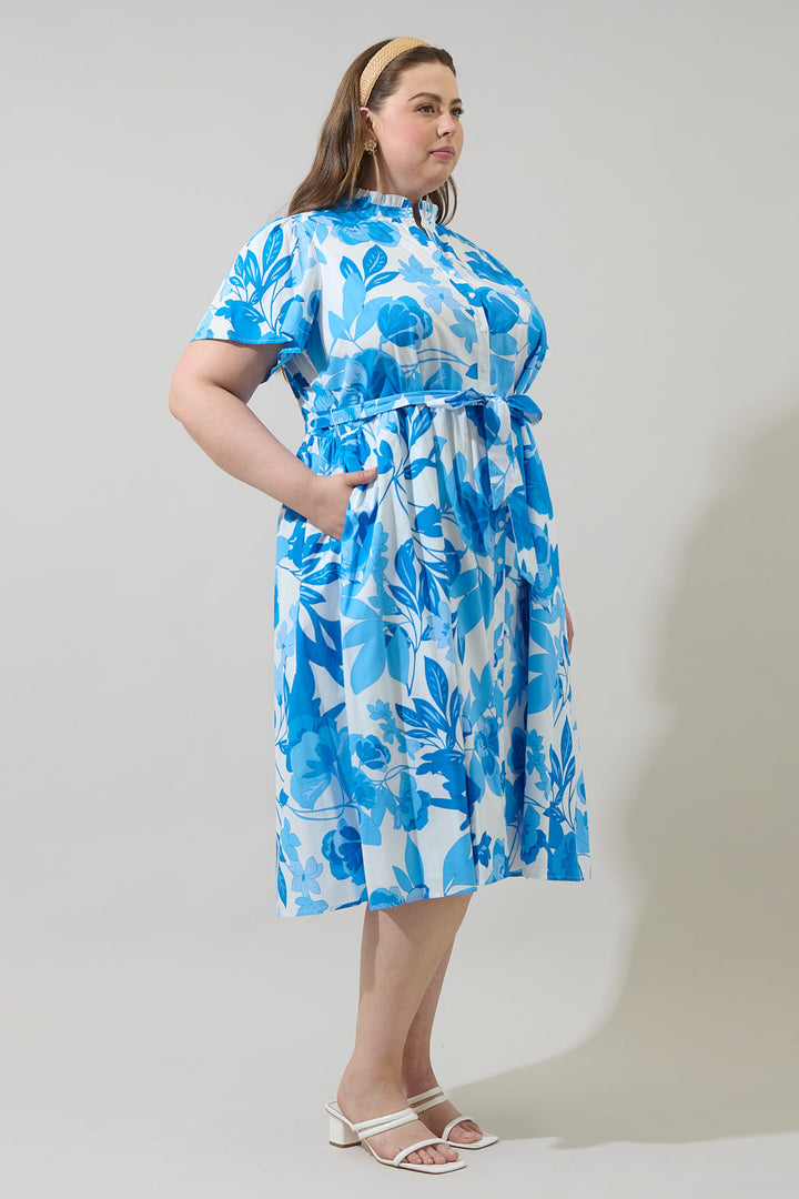 Darien Floral Aurelia Babydoll Midi Dress Curve