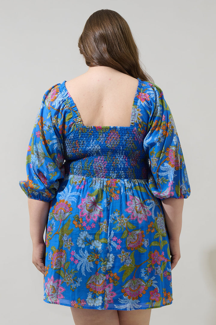 Sunlit Floral Niko Smocked Mini Dress Curve
