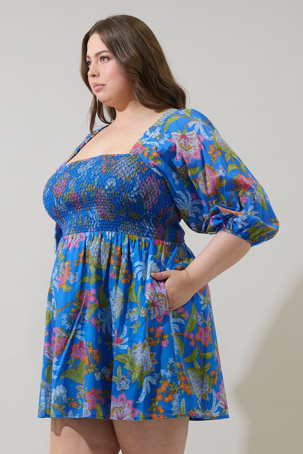 Sunlit Floral Niko Smocked Mini Dress Curve