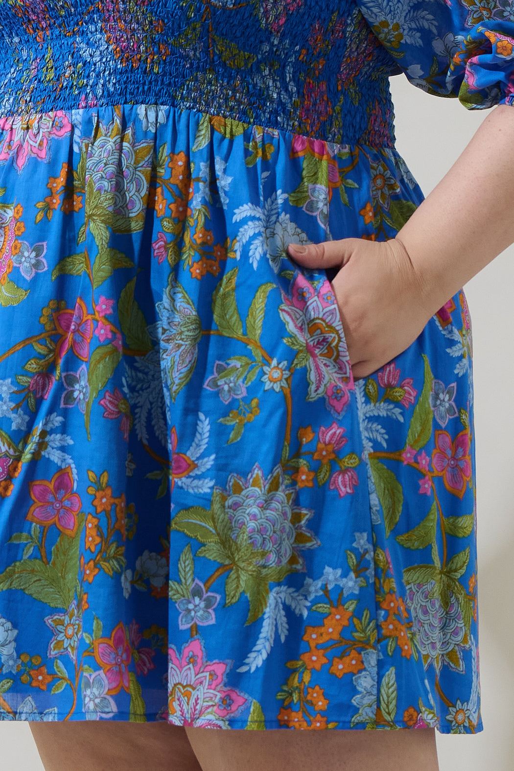 Sunlit Floral Niko Smocked Mini Dress Curve