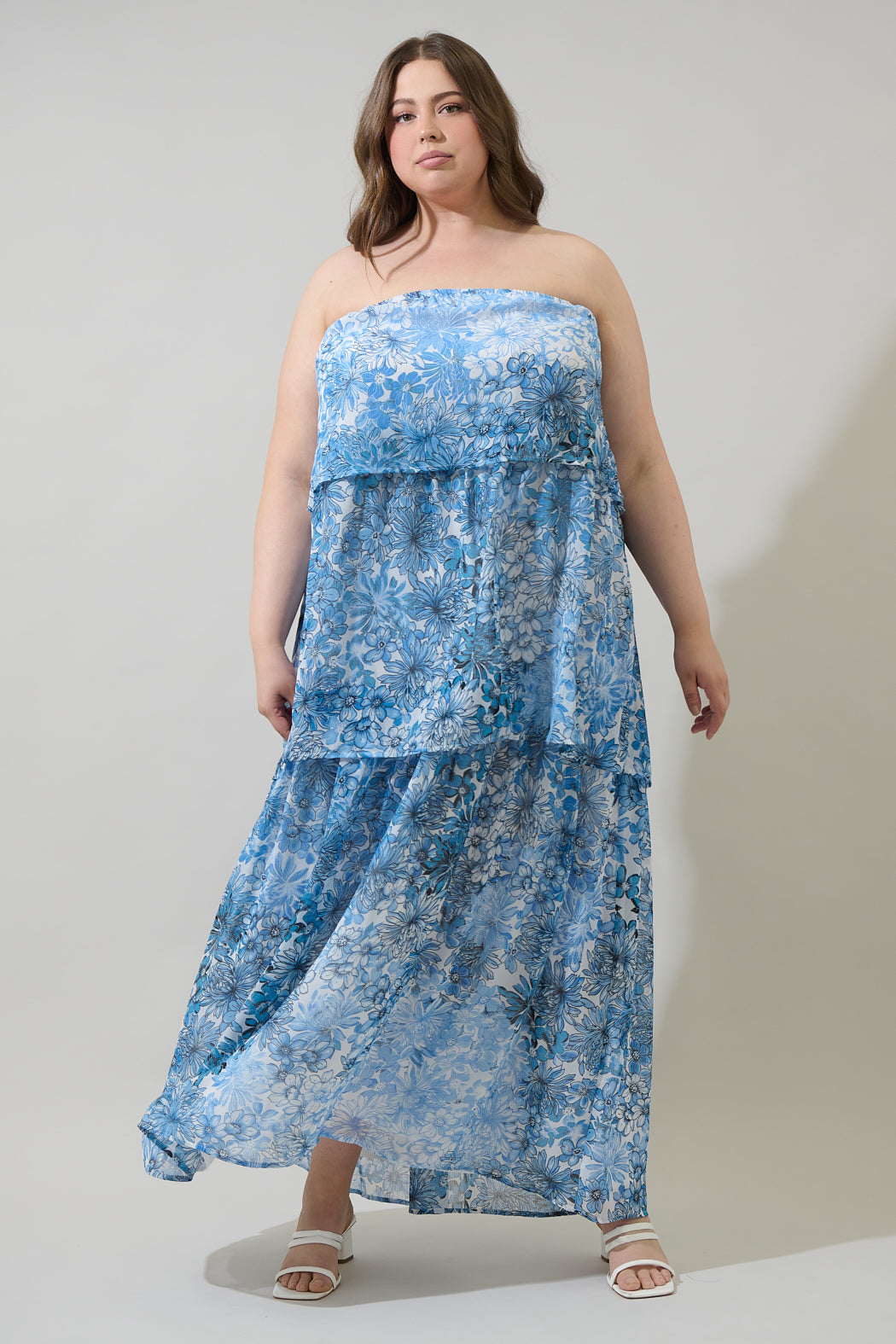 Tierra Floral Briary Strapless Maxi Dress Curve