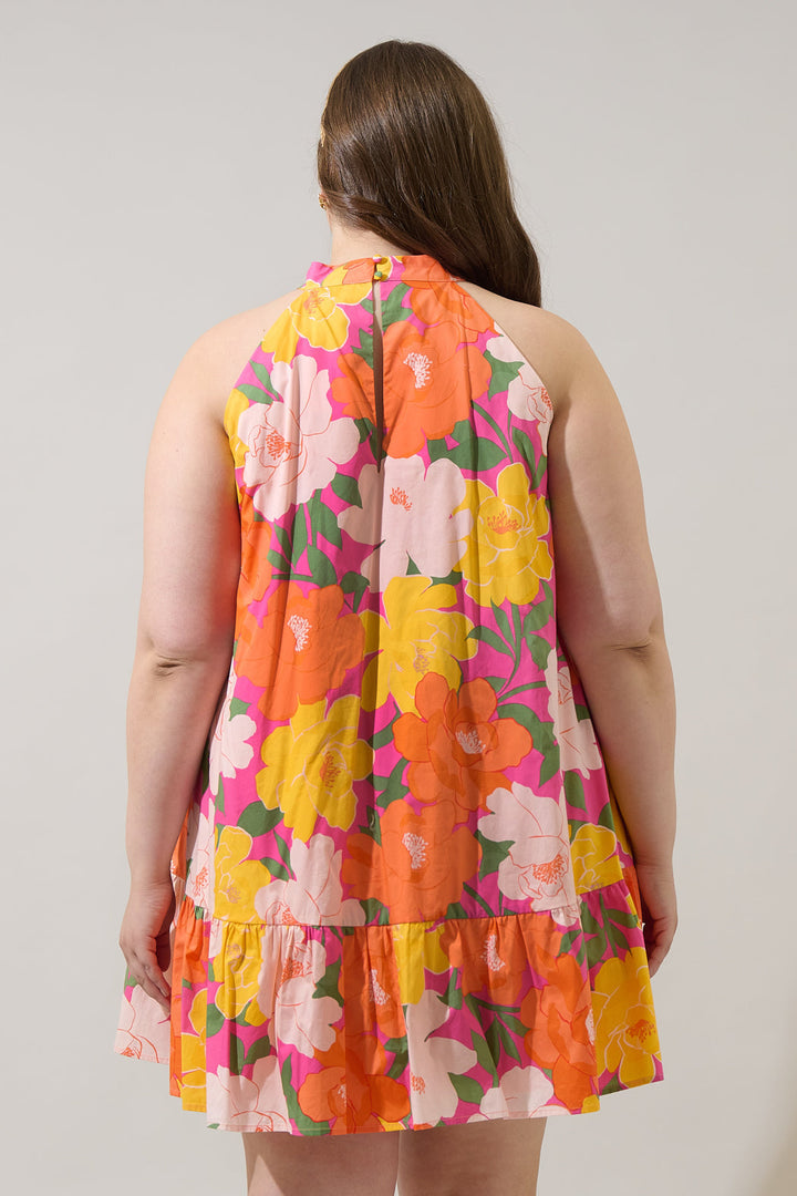 Milley Floral Della Halter Mini Dress Curve