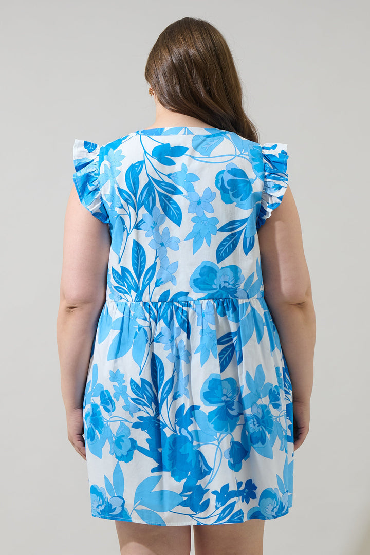 Darien Floral Kass Ruffle Mini Dress Curve