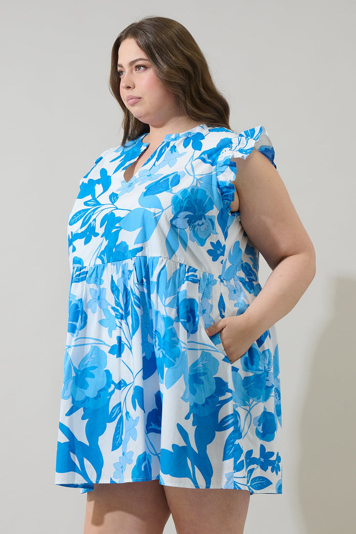 Darien Floral Kass Ruffle Mini Dress Curve