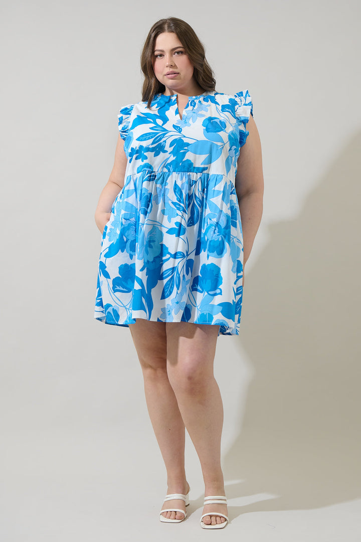 Darien Floral Kass Ruffle Mini Dress Curve