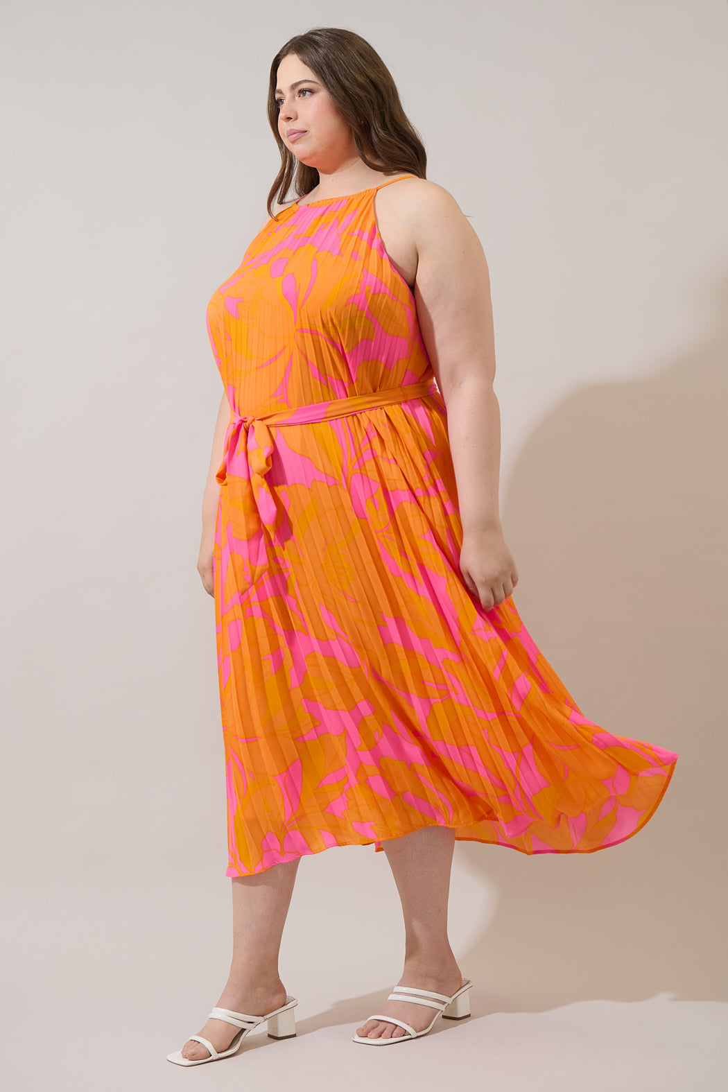 Mexia Floral Maly Pleated Midi Dress Curve