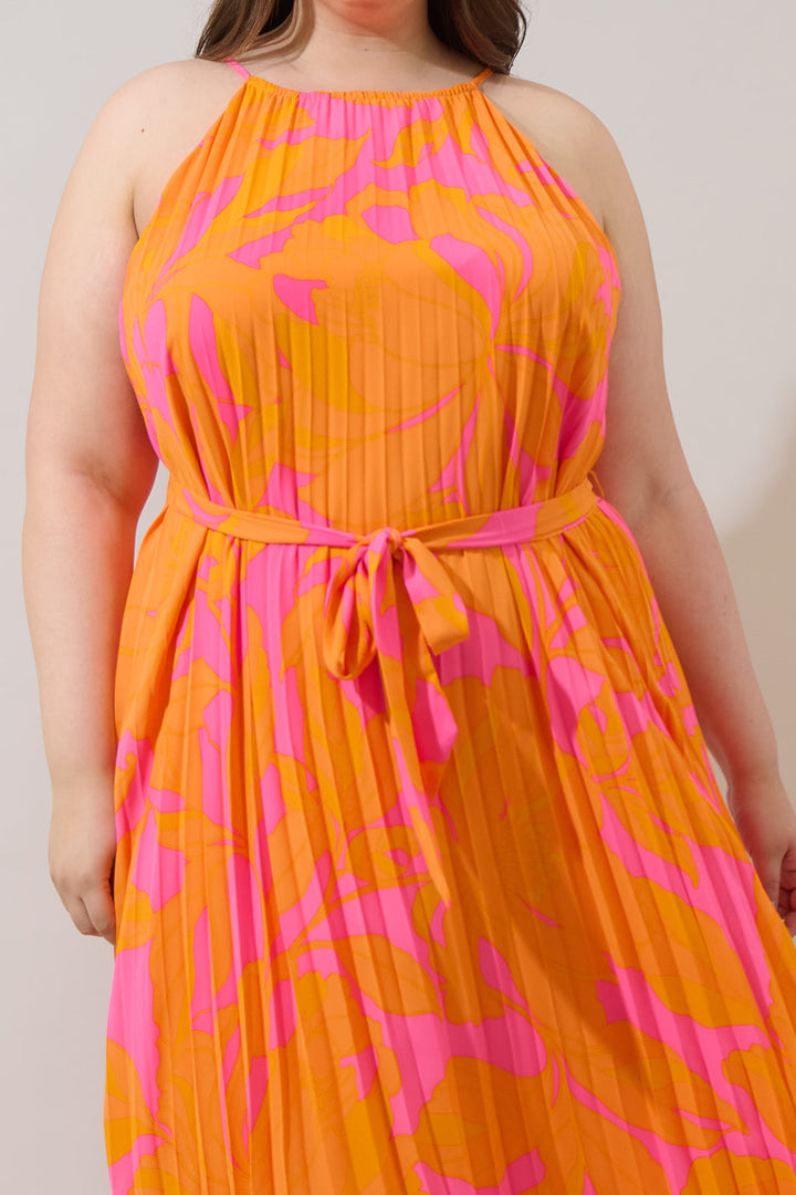 Mexia Floral Maly Pleated Midi Dress Curve