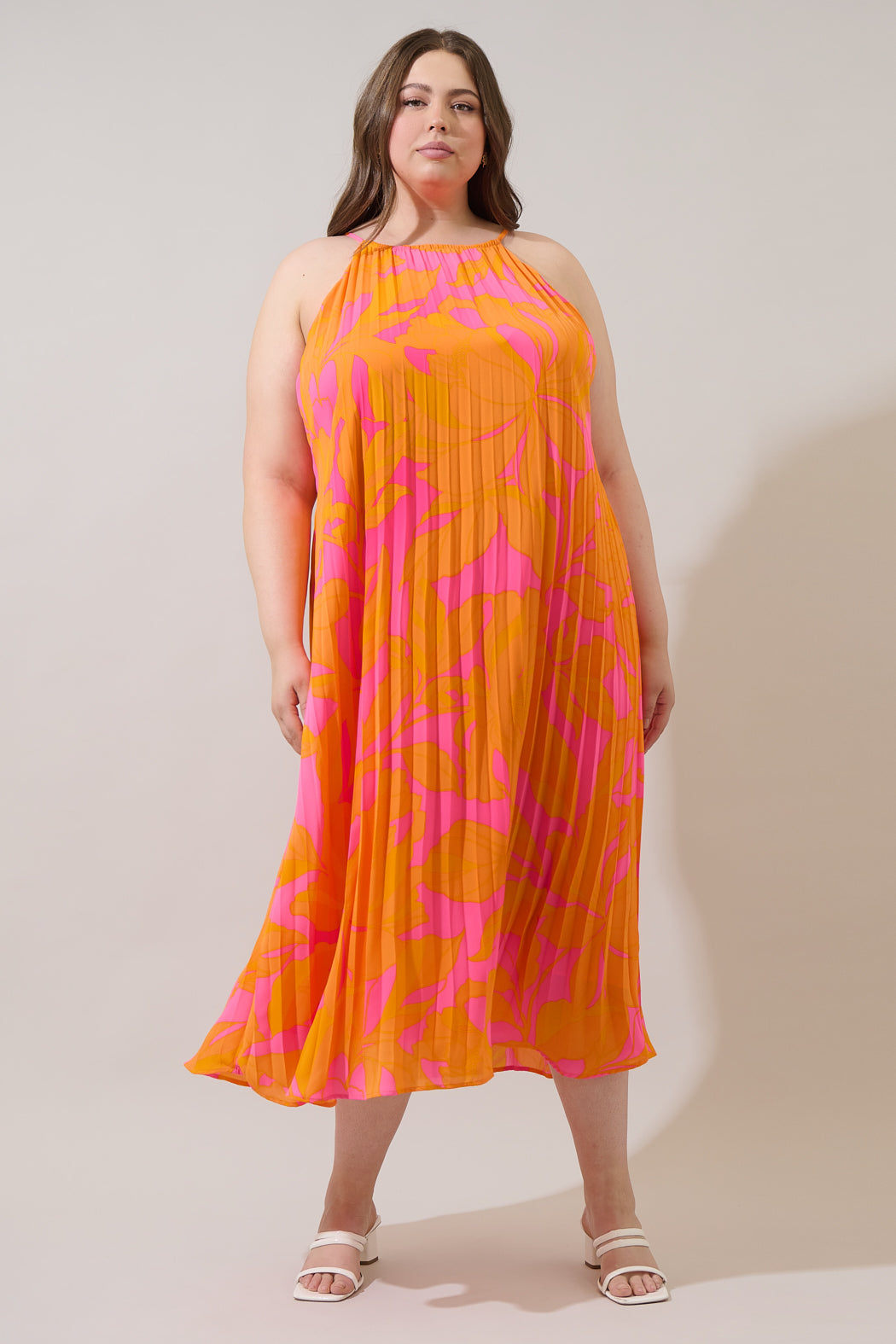 Mexia Floral Maly Pleated Midi Dress Curve