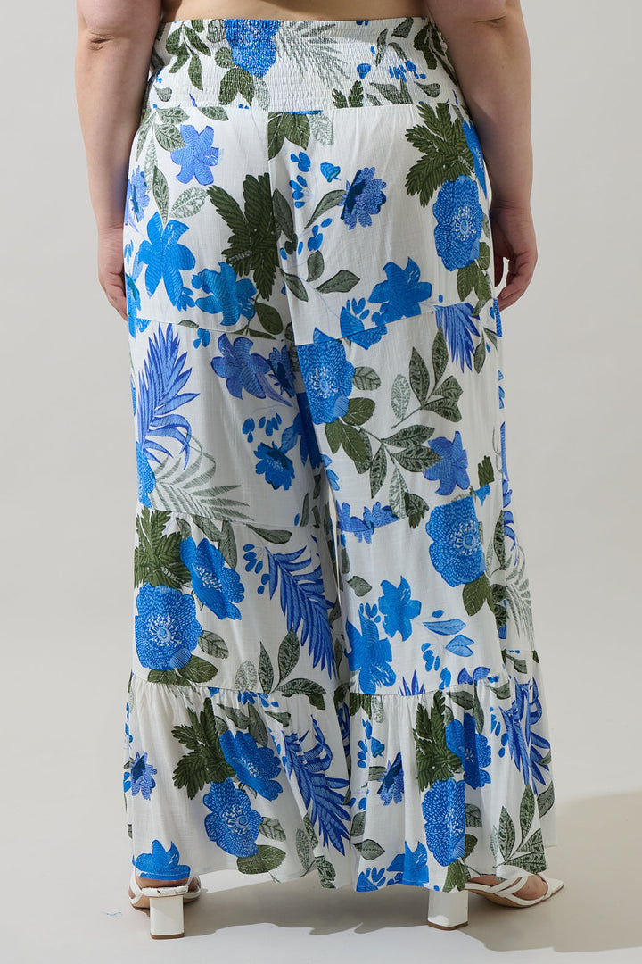 Zurie Floral Tovia Smocked Pants Curve