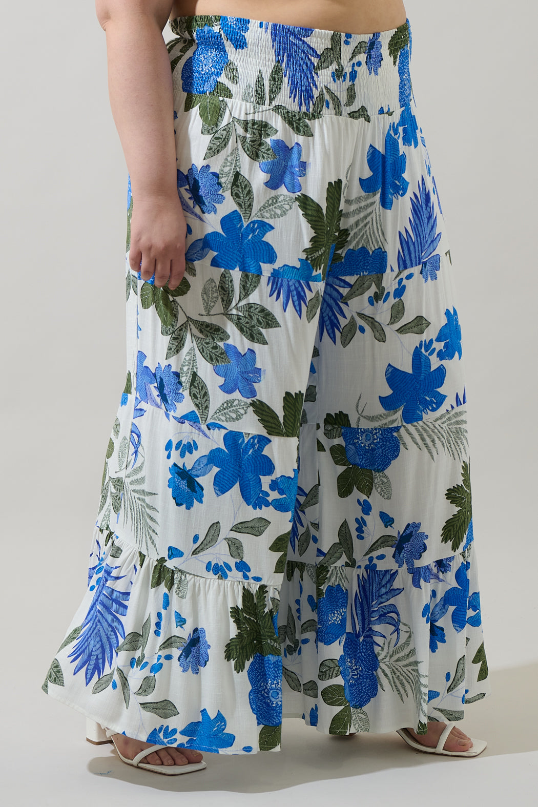 Zurie Floral Tovia Smocked Pants Curve