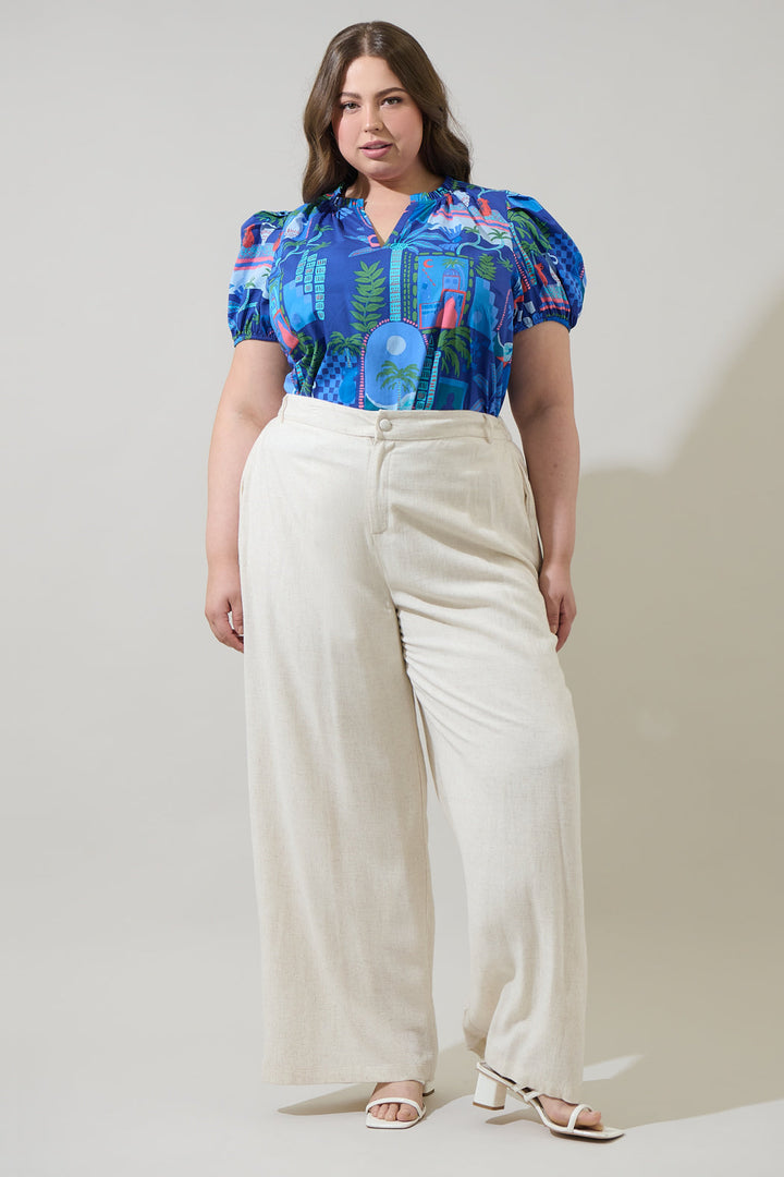 Punta Alta Berisa Split Neck Top Curve