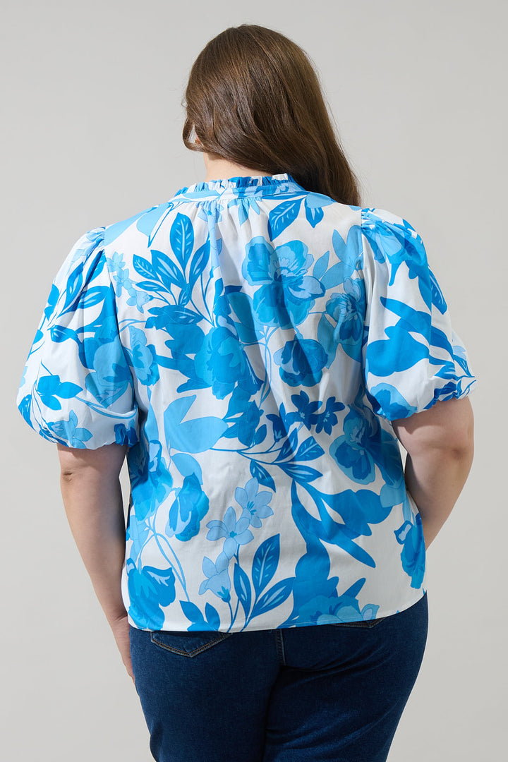 Darien Floral Gretna Ruffle Blouse Curve