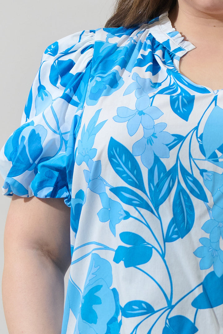 Darien Floral Gretna Ruffle Blouse Curve