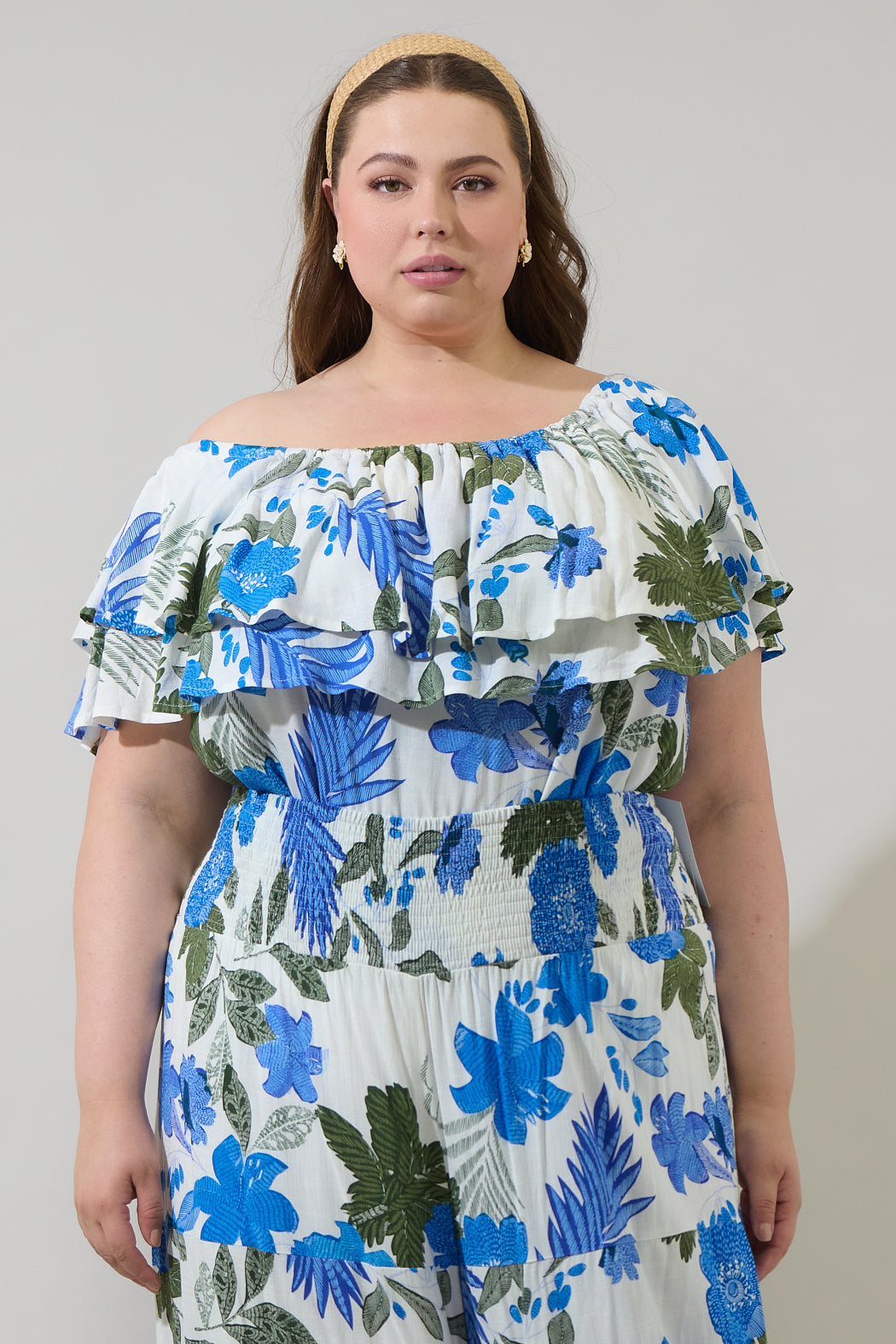 Zurie Floral Talisy Off Shoulder Top Curve