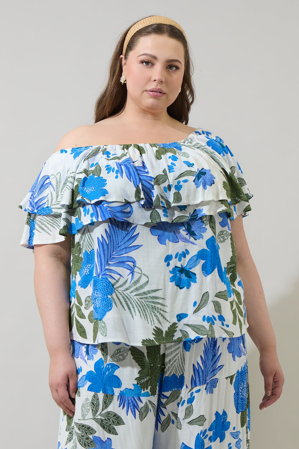 Zurie Floral Talisy Off Shoulder Top Curve