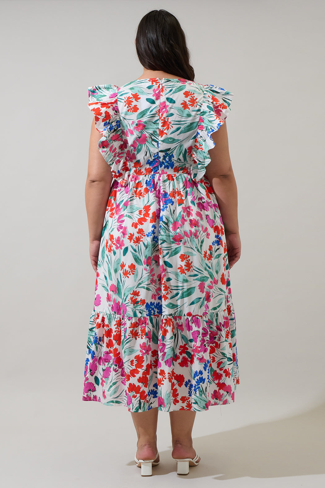 Kivia Blossom Fairness Poplin Surplice Midi Dress Curve