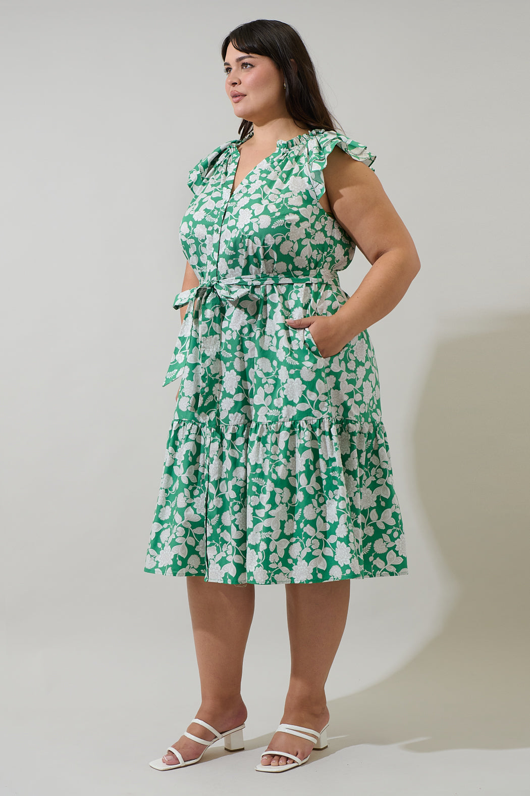 Baxley Floral Charlotte Button Midi Dress Curve
