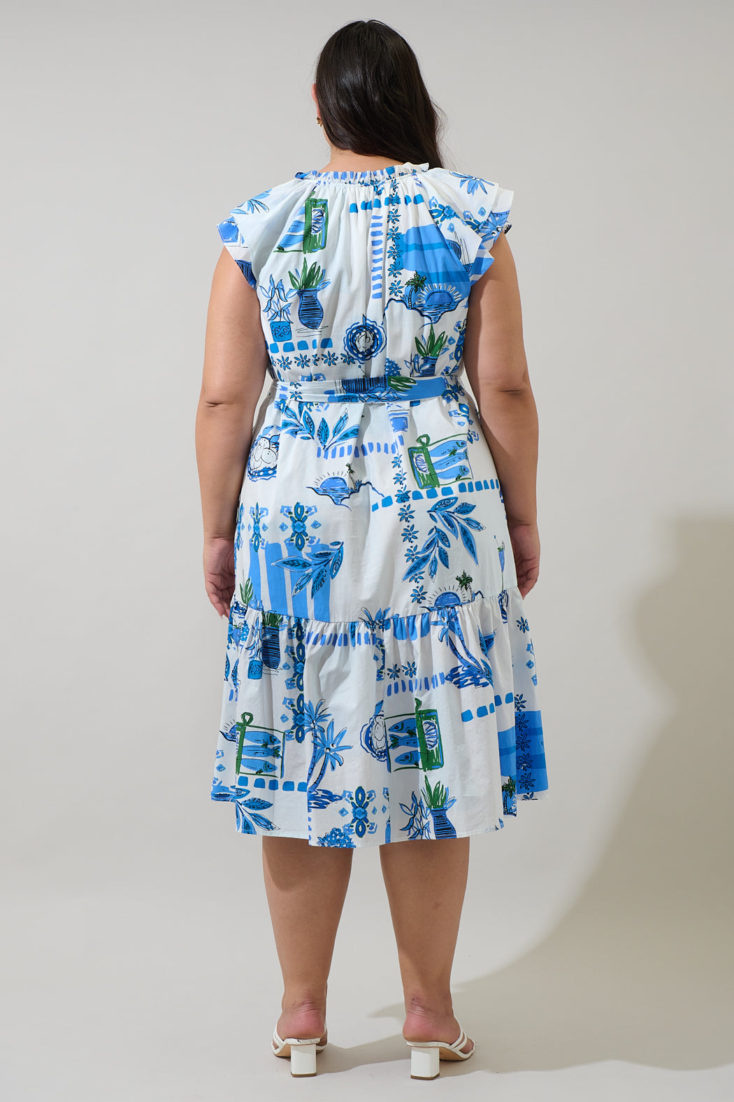 Sosy Postcard Charlotte Button Midi Dress Curve
