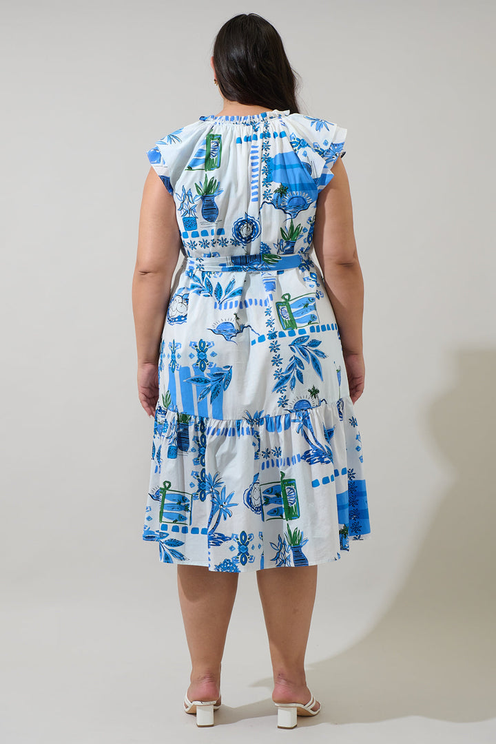 Sosy Postcard Charlotte Button Midi Dress Curve