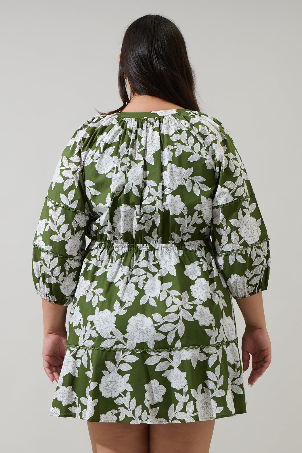 Haizley Floral Dabria Split Neck Mini Dress Curve