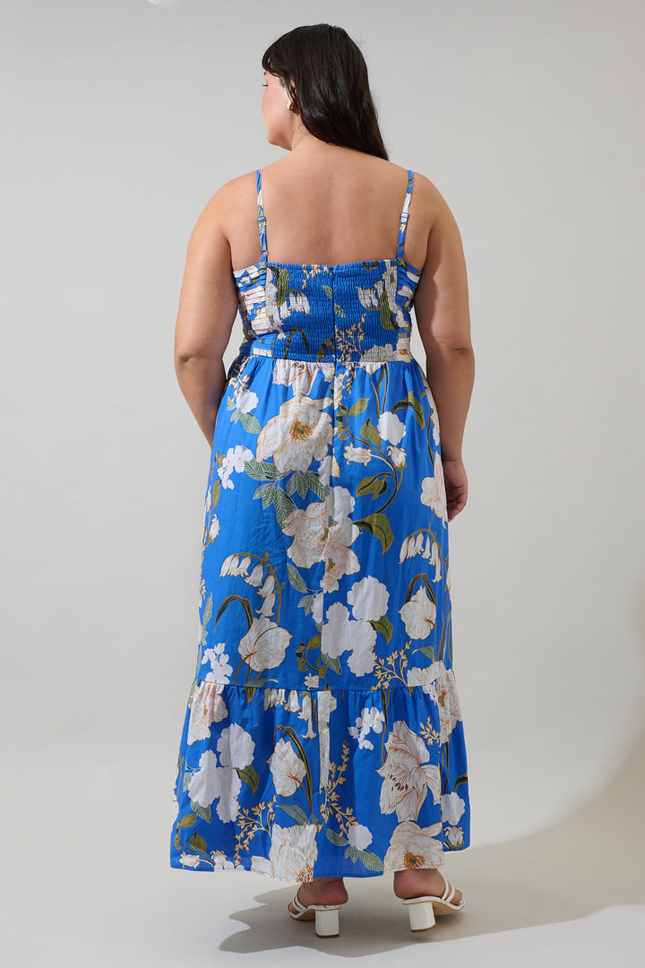 Roswell Floral Sima Pleated Maxi Dress Curve