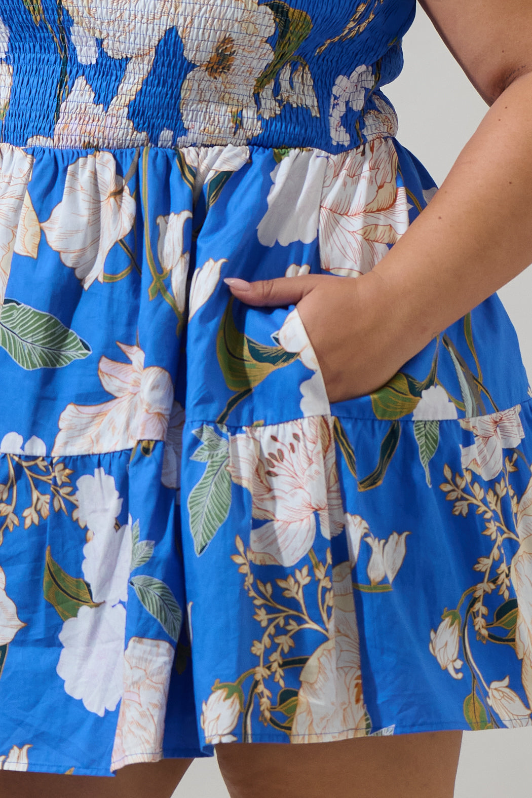 Roswell Floral Romiel Smocked Mini Dress Curve