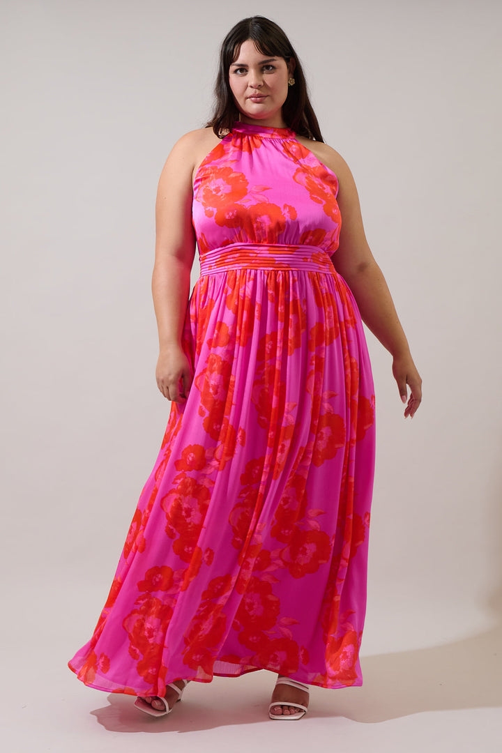 Lailah Floral Landy Halter Maxi Dress Curve