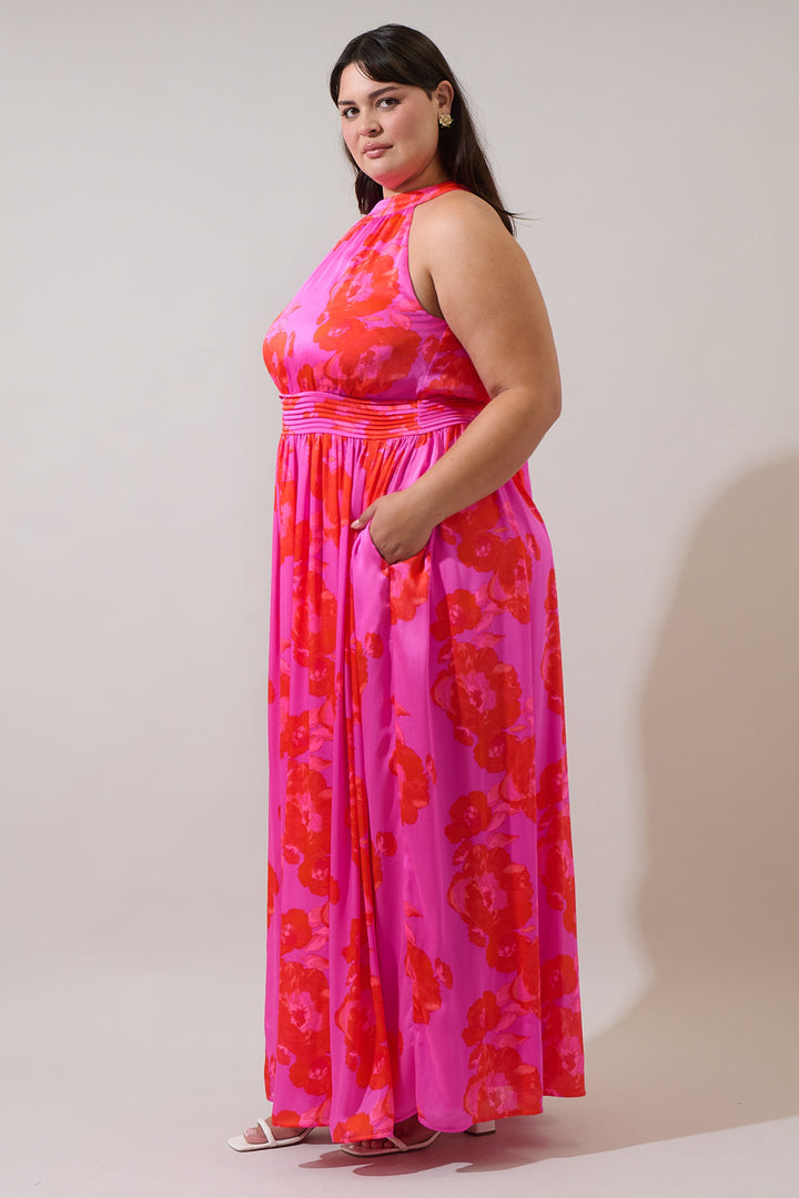 Lailah Floral Landy Halter Maxi Dress Curve