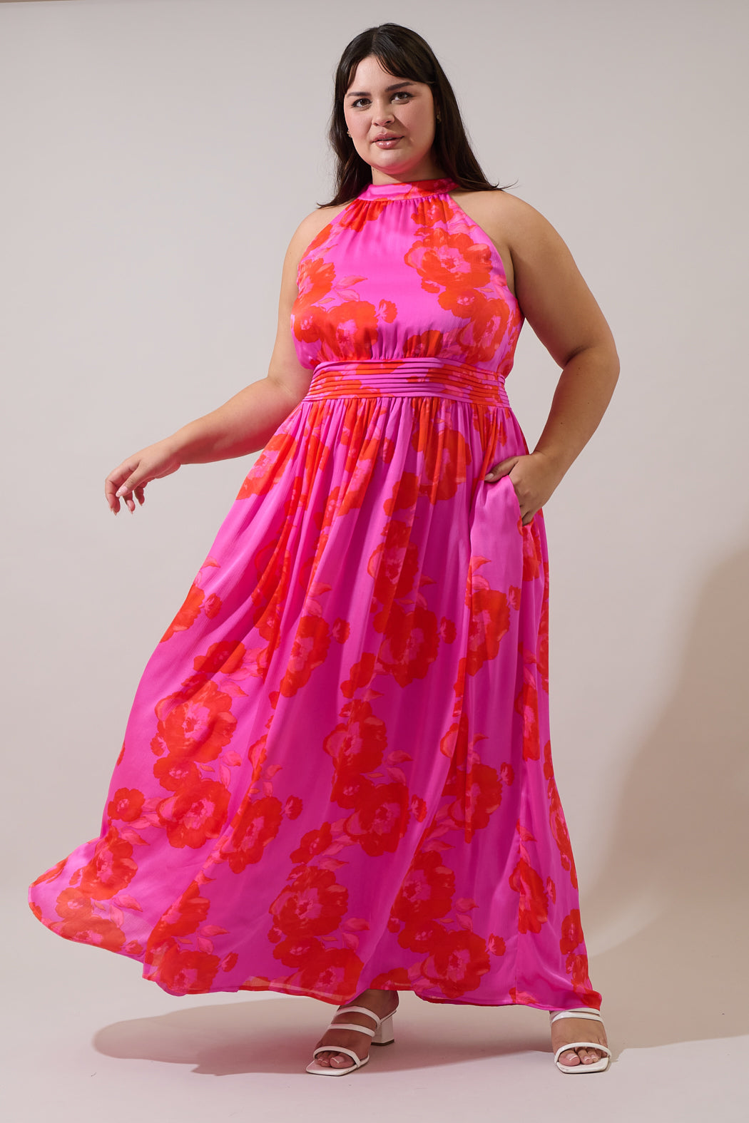 Lailah Floral Landy Halter Maxi Dress Curve