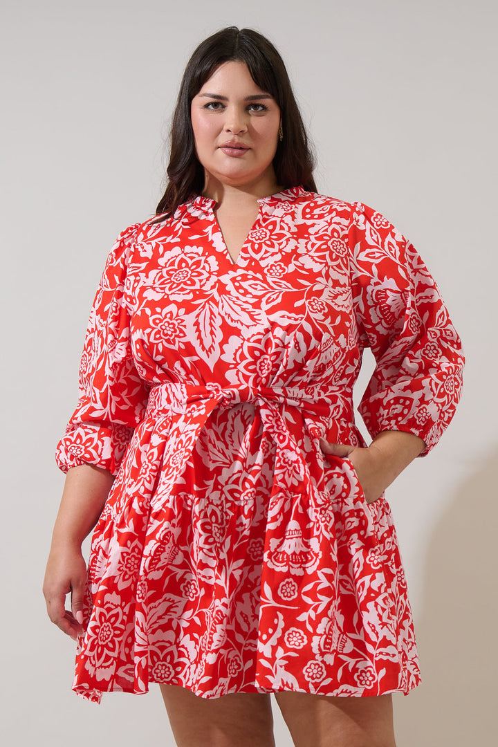 Hazen Floral Leola Shift Mini Dress Curve